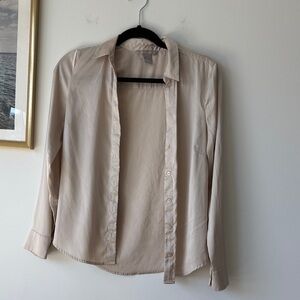 H&M Beige Button-Up Blouse
